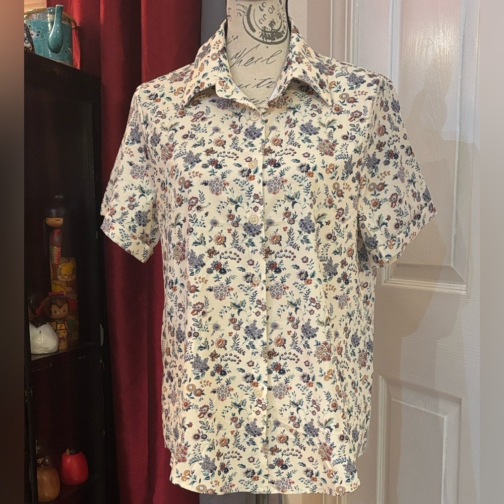 ReTeiv Womens Floral Button Down Summer Top